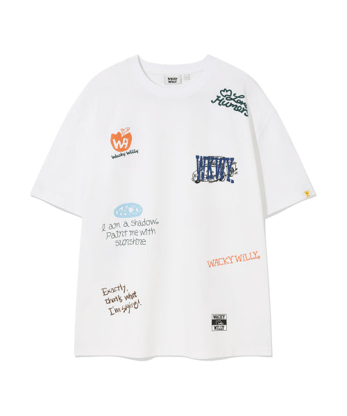 Multi-graphics short-sleeved T-shirt white