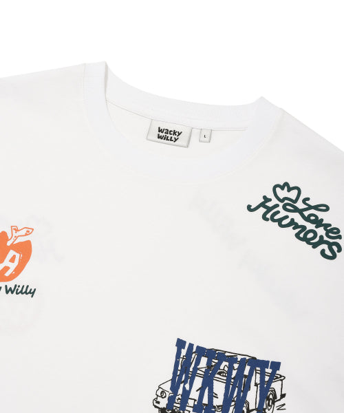 Multi-graphics short-sleeved T-shirt white