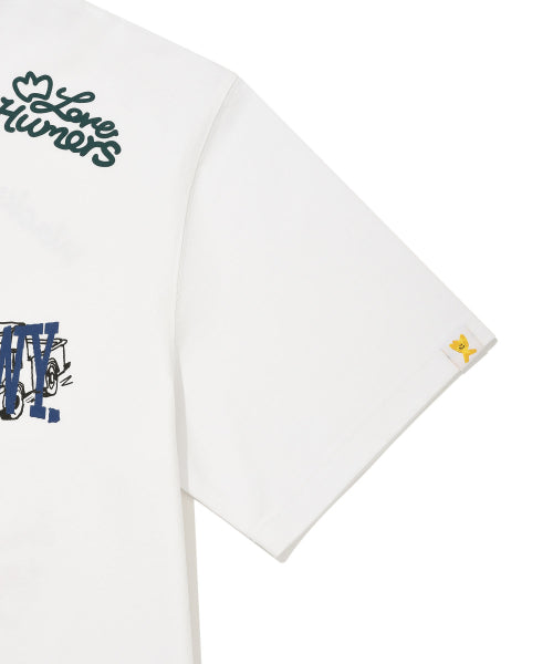 Multi-graphics short-sleeved T-shirt white