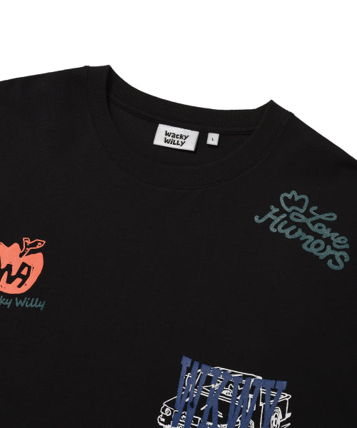 Multi-graphics short-sleeved T-shirt black