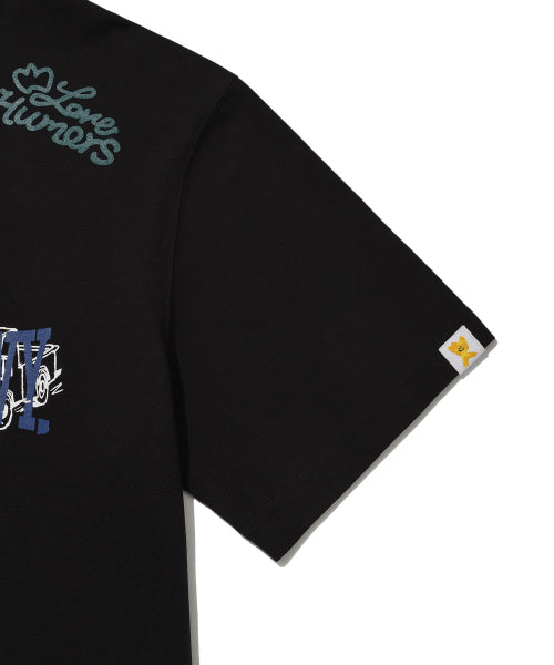 Multi-graphics short-sleeved T-shirt black