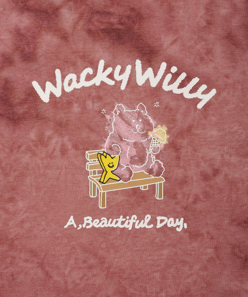 Khaki graphic printing short-sleeved T-shirt pink