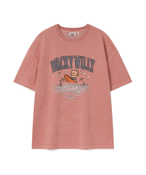 Surf Kiki Graphic Washing T-Shirt Pink