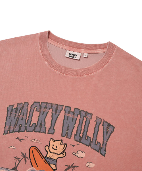 Surf Kiki Graphic Washing T-Shirt Pink