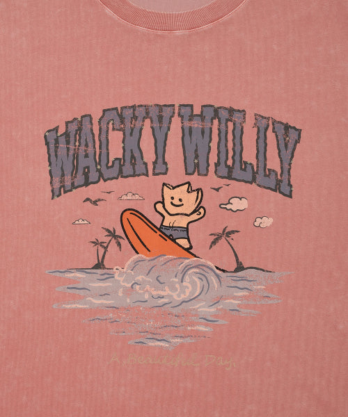 Surf Kiki Graphic Washing T-Shirt Pink