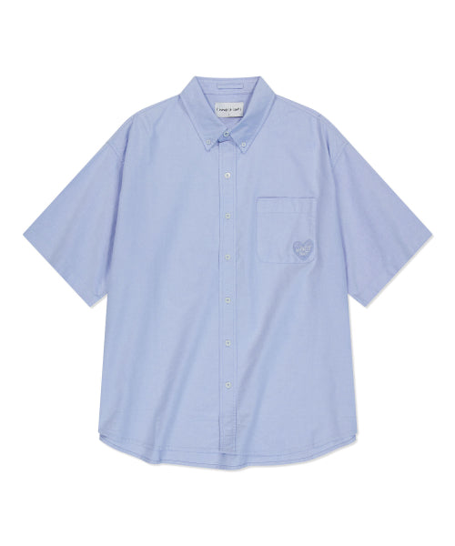 Heart Wappen Oxford Short Sleeve Shirt Blue