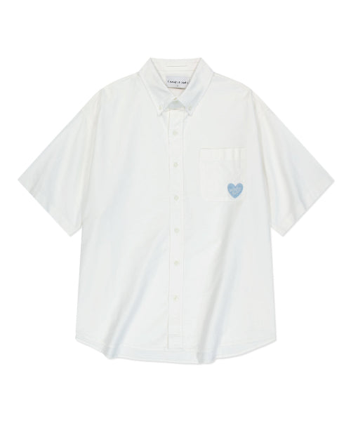 Heart Wappen Oxford Short Sleeve Shirt White