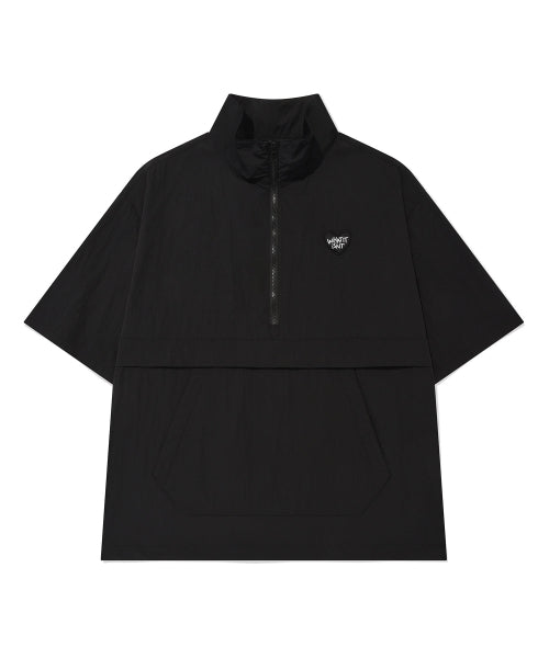 Heart Wappen Nylon Short-Sleeved Anorak Jumper Black