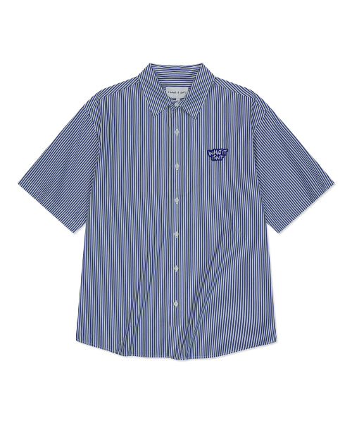 Wappen Stripe Short Sleeve Shirt Blue