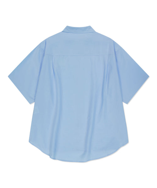 linen blended short-sleeved shirt sky blue