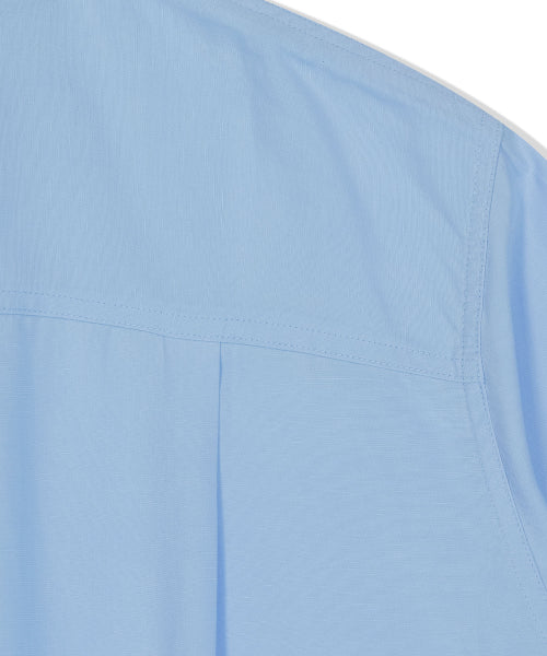linen blended short-sleeved shirt sky blue