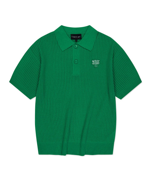 typo wappen collar short-sleeved net knit green