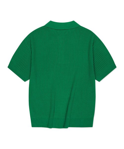 typo wappen collar short-sleeved net knit green