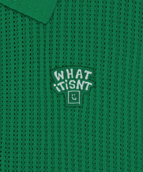 typo wappen collar short-sleeved net knit green