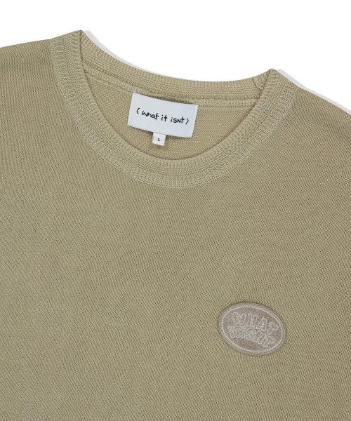 Round Wappen Short-Sleeved Knitwear Oatmeal
