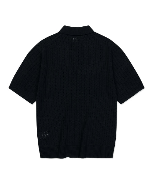 Tai Po Wappen Scotch Collar Short-Sleeved Knitwear Black