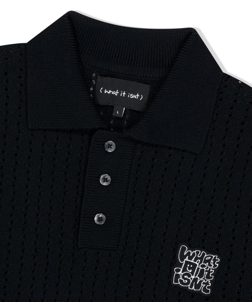 Tai Po Wappen Scotch Collar Short-Sleeved Knitwear Black