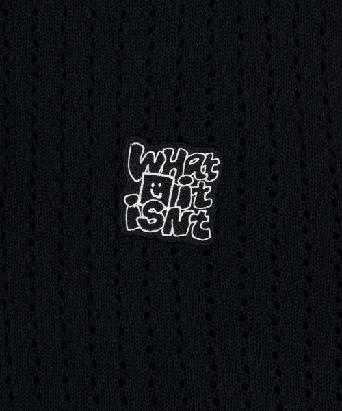 Tai Po Wappen Scotch Collar Short-Sleeved Knitwear Black
