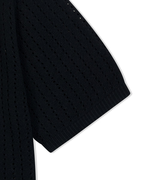 Tai Po Wappen Scotch Collar Short-Sleeved Knitwear Black