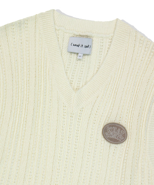 Wappen Skasi V-Neck Knit Vest White