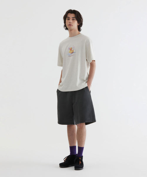 REGULAR-FIT SMALL AUTHENTIC LOGO DYING SWEAT SHORTS