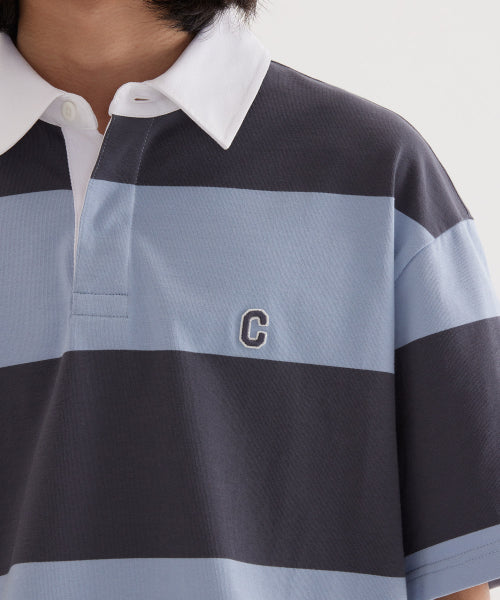 C LOGO RUGBY COLLAR T-SHIRT