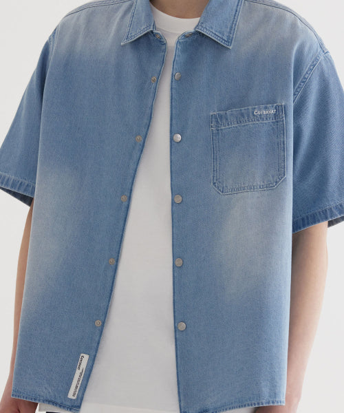 WASHING DENIM HALF SHIRTS