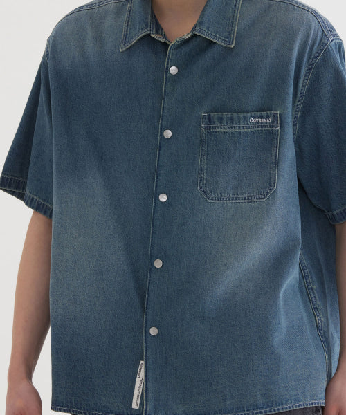WASHING DENIM HALF SHIRTS