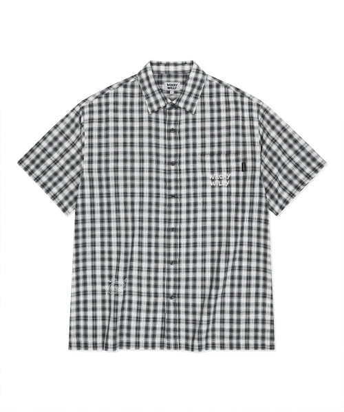 Big Checkered Short-Sleeved Shirt Gray