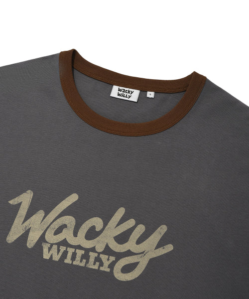Typo Ringer Short-Sleeved T-Shirt Charcoal