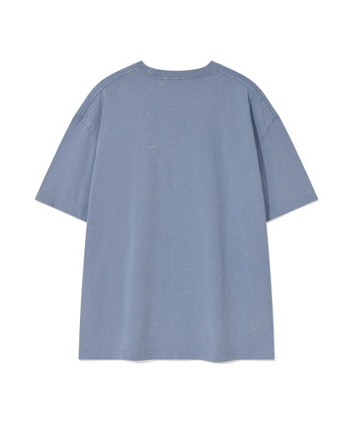 Kiki and Bear Print Dying Short Sleeve T-Shirt Blue