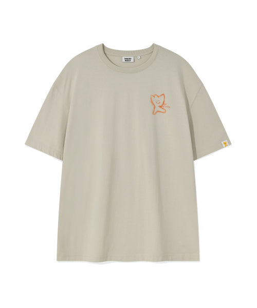 Kiki Graffiti Short-Sleeved T-Shirt Light Gray