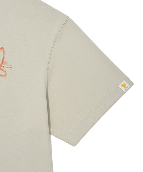 Kiki Graffiti Short-Sleeved T-Shirt Light Gray