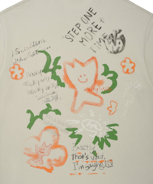 Kiki Graffiti Short-Sleeved T-Shirt Light Gray