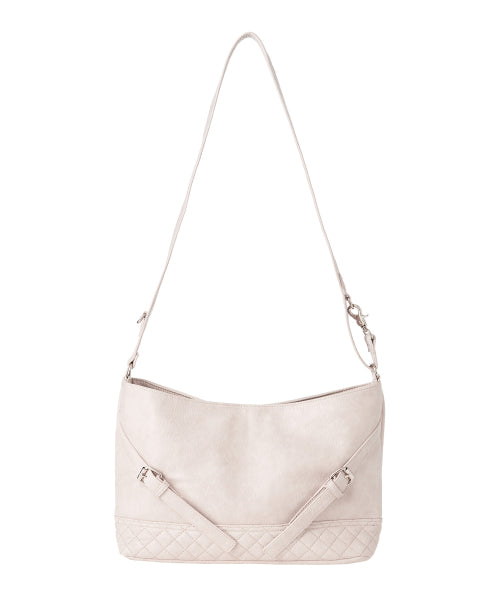 Vegan Leather Buckle Shoulder Bag [IVORY]