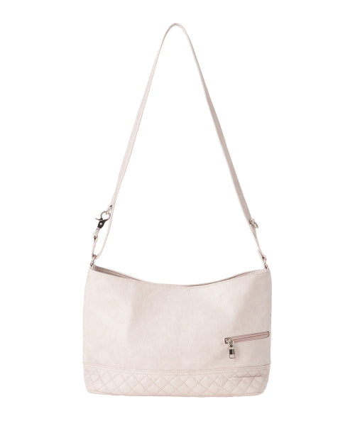 Vegan Leather Buckle Shoulder Bag [IVORY]