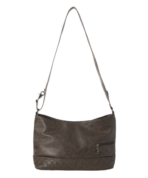 Vegan Leather Buckle Shoulder Bag [BROWN]