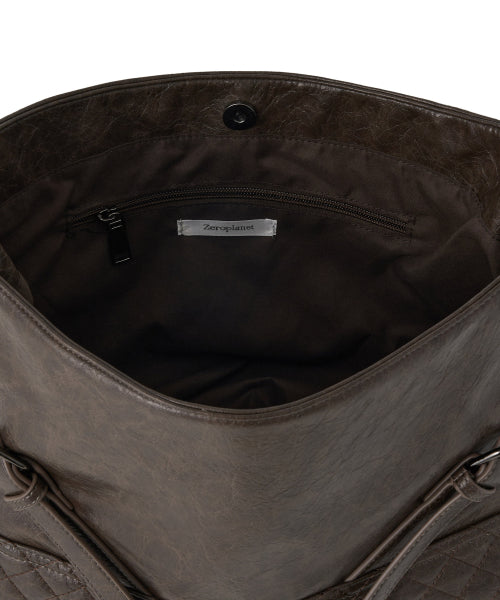Vegan Leather Buckle Shoulder Bag [BROWN]