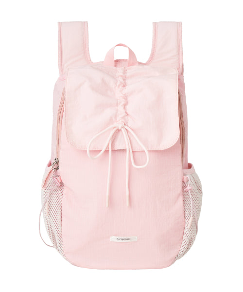 Nylon Shirring Ribbon Backpack [PINK]
