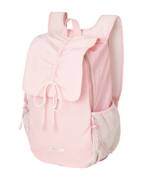 Nylon Shirring Ribbon Backpack [PINK]