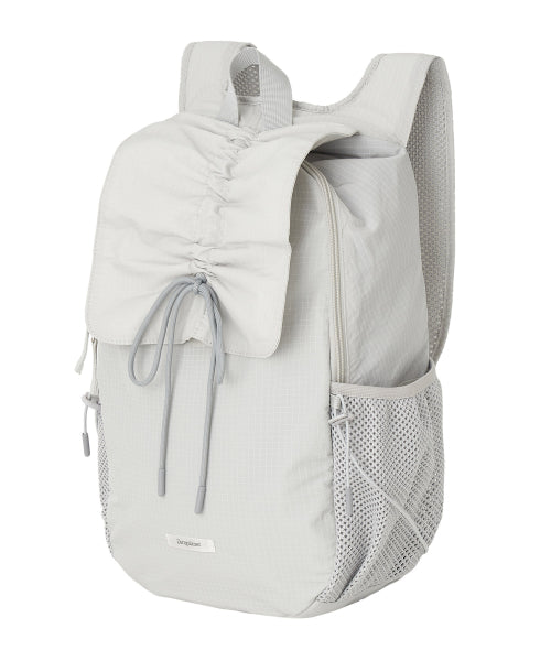 Nylon Shirring Ribbon Backpack [GREY]