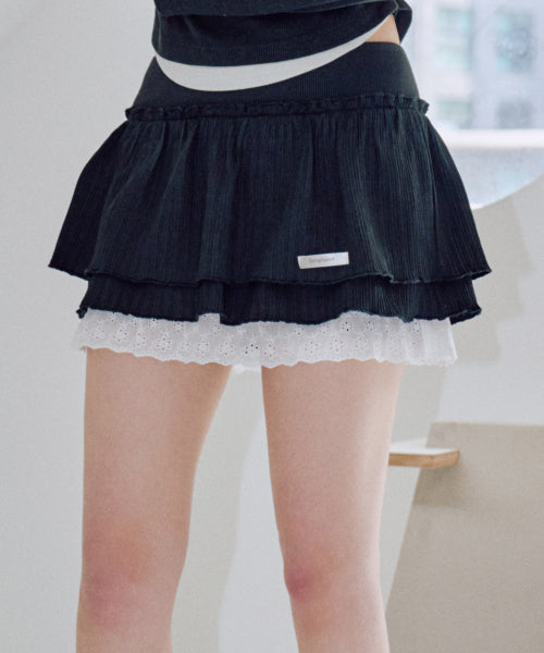 Rayon Summer Tutu Skirt Pants [BLACK]