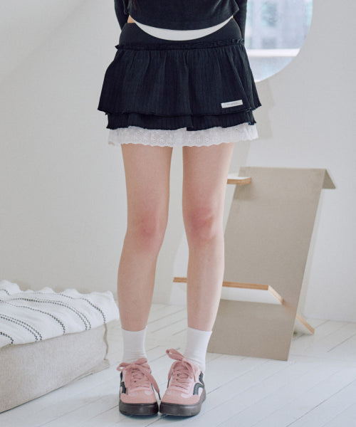 Rayon Summer Tutu Skirt Pants [BLACK]