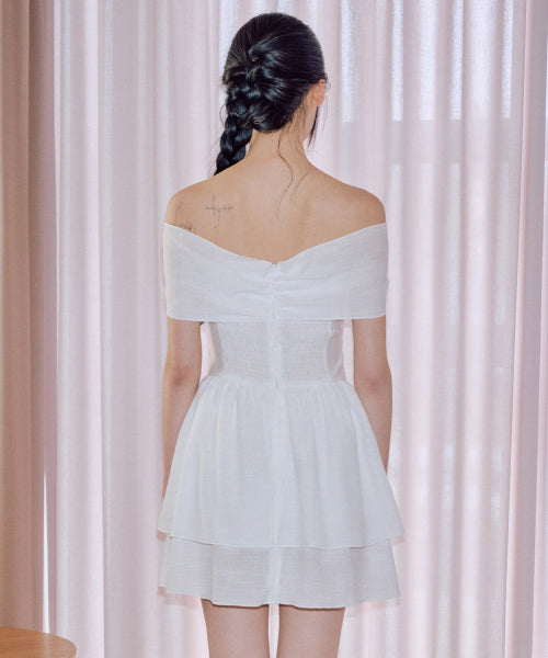 Genti Off-shoulder Dress [WHITE]