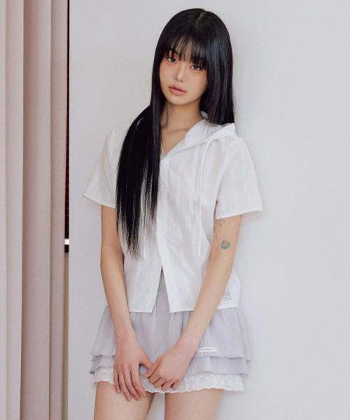 Julie Half Hooded Shirt [WHITE]
