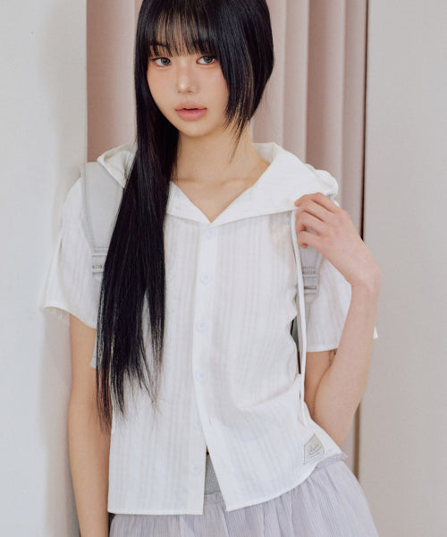 Julie Half Hooded Shirt [WHITE]
