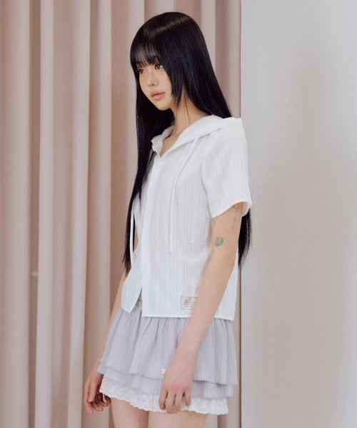 Julie Half Hooded Shirt [WHITE]