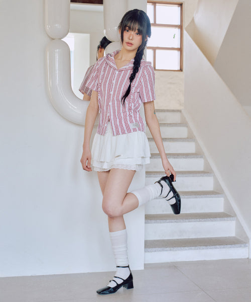 Julie Half Hooded Shirt [RED]