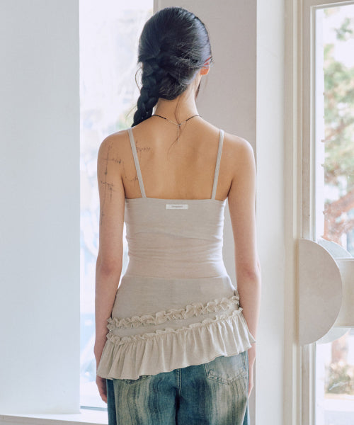 Cynthia Frill Sleeveless Set [KHAKI]