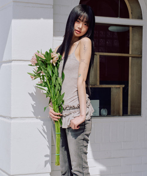 Cynthia Frill Sleeveless Set [GREY]
